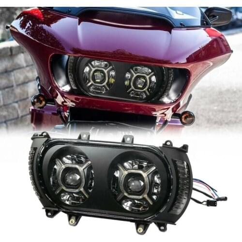 Front LED Dual Headlight Assembly Side Marker light Turn Signal Fit For Harley Road Glide 2015-2019 double headlight