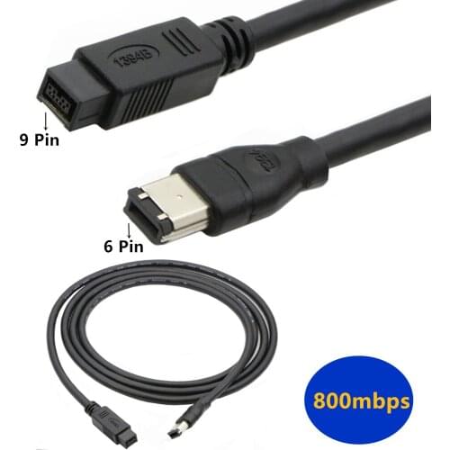 ERE FireWire 800 to 400 9 to 6 pin Cable (9pin 6pin) , IEEE 1394 Firewire 800 9-pin/6-pin Cable(9 pin to 6 pin)