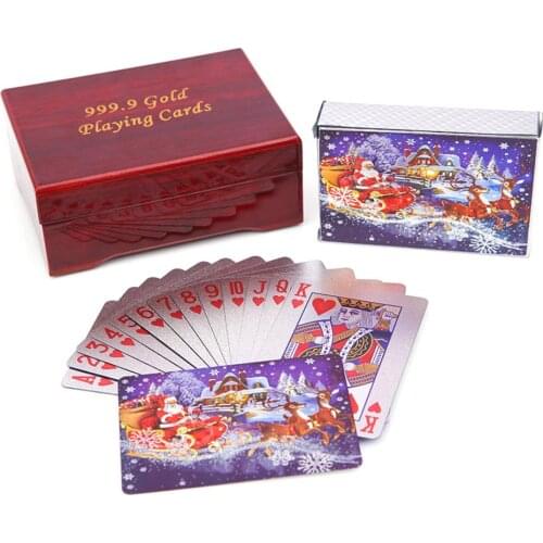 Christmas Playing Cards Waterproof Foil Silver PVC Poker Game Cards Collection Durable Creative Gift Card Board Game Cards
