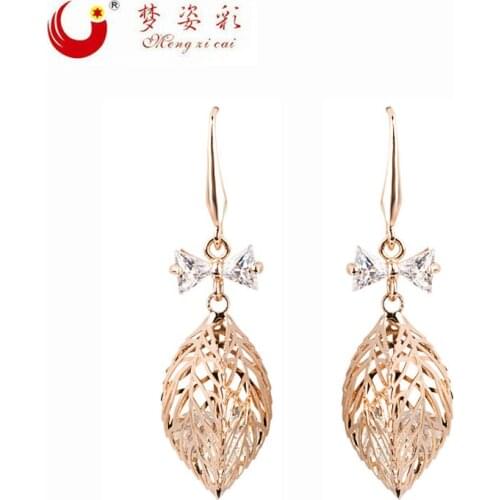 2019 Brinco Famous Crystal Gold Leaf Stud Long Earring Holder Ear Cuffs Earrings For Women Pendientes Brinco Oorbellen Jewelry