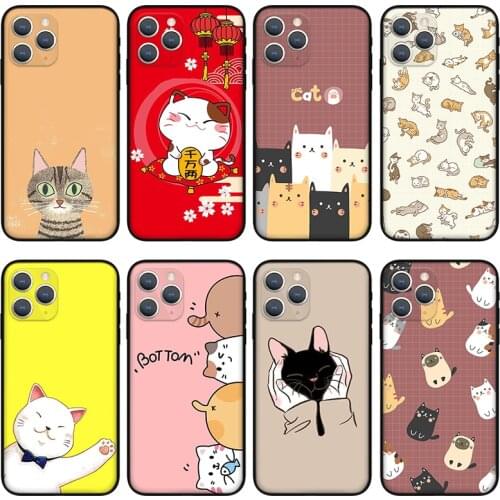 Celebrity cat Phone Case For iPhone 11 12 Pro Max X XS XR Xs Max Mini 6 6s 7 8 Plus se black Silicone Case