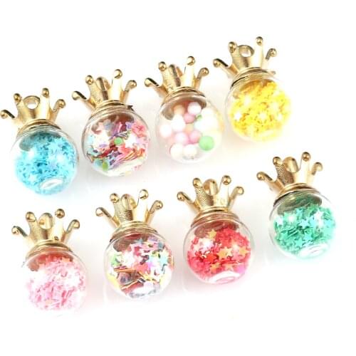 Doreen Box Glass Charms Pendants Crown Pentagram Star Multicolor Transparent Sequins Pendants for DIY Jewelry 25mm x 16mm,10 PCs
