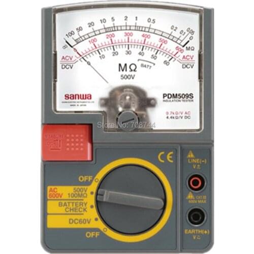 Sanwa DM509S Insulation Testers/Analogy Type Single Test Voltage Range, 500V Analog Megohmmeter, Test Voltage DC500V/1000Mohm