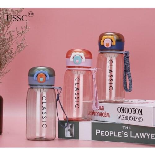 USSC Simple Portable Plastic Water Cup Bouncing Cup Cover With Rope Water Cup Large Capacity Outdoor Sports Water Cup HZ039