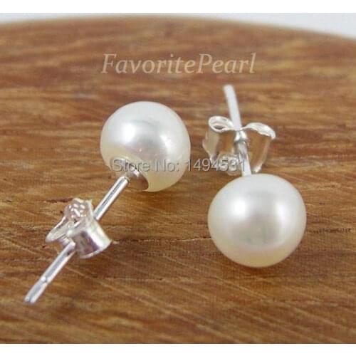 Wholesale Pearl Earrings - AAA 5.0-5.5MM White Color Freshwater Pearl Studs Earrings - Free Shipping