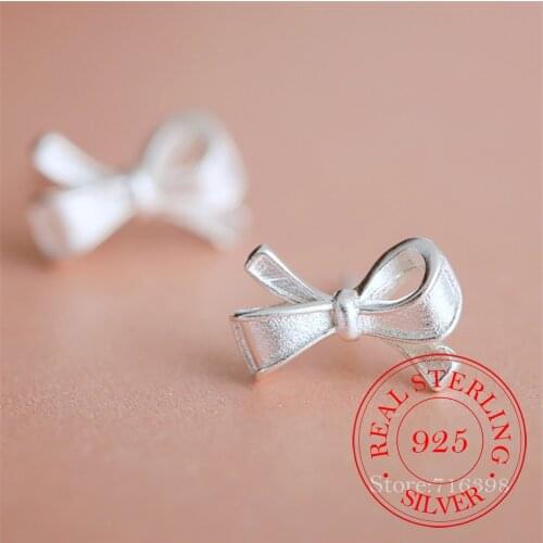 Handmade Bowknot Stud Earring 925 Sterling Silver Earrings For Women Gift Sterling-silver-jewelry Pendientes Mujer