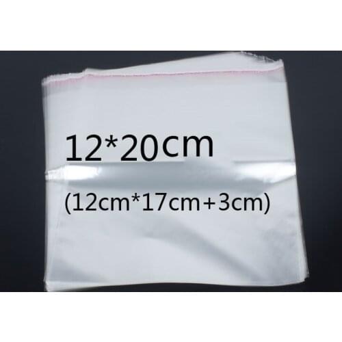 12x20cm 100pcs Transparent Self Adhesive Seal OPP Plastic Cellophane Socks Packing Bags Gifts & Pouch Jewelry Packaging Bag