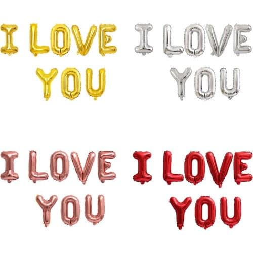 16inch 8pcs I love You Letter Balloons Inflatable Foil Rose Gold Red Wedding Birthday Party Valentines Day Decorations Supplies