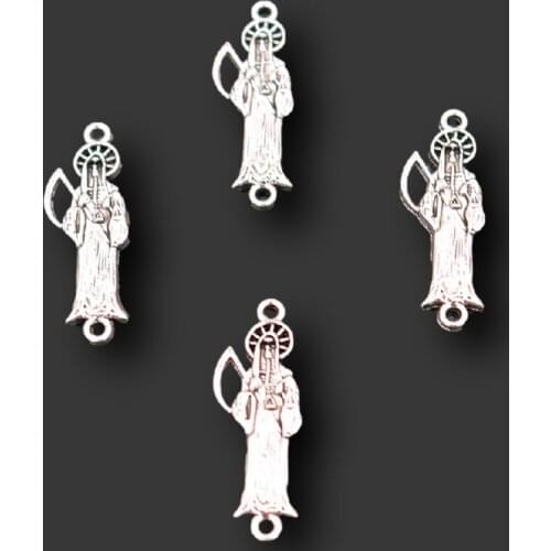 20pcs Silver Plated Grim Reaper Death Connector Retro Bracelet Necklace Metal Accessories DIY Charms Jewelry Carfts Making A1610