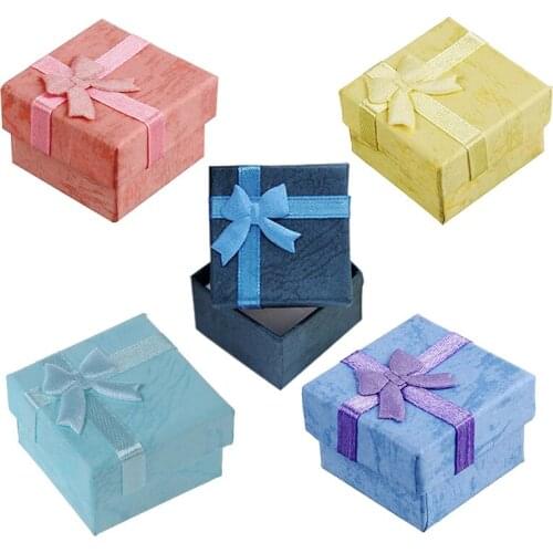 48Pcs Fashion Jewelry Box, Ring Earring Jewelry Display Gift Box Bowknot Square Case