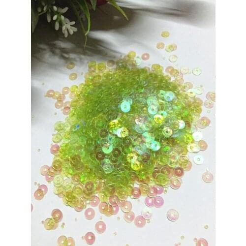 50g 4mm Flat Round Loose Sequins Sewing Paillettes PVC Crafts DIY Accessories Transparent Green AB
