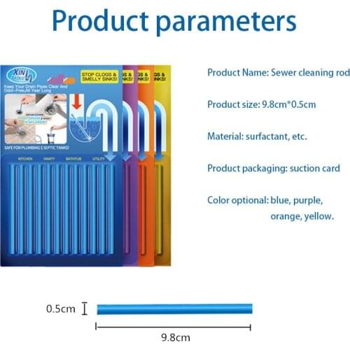 Yj 60Pcs Drain Cleaner Sani Sticks Sewage Decontamination to Deodorant Kitchen Toilet Bathtub Sewer Cleaning Rod Pipe Cleaner