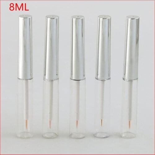 8ML Empty Transparent lip Gloss Bottle w silver cap 8CC Small Cute Lip Gloss Container for Eyelash Using