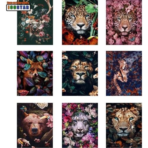 Deer lion with flowers 5D Diy Diamond Painting Cross Stitch full Square Round Diamond Embroidery Home Decor chrismas gift