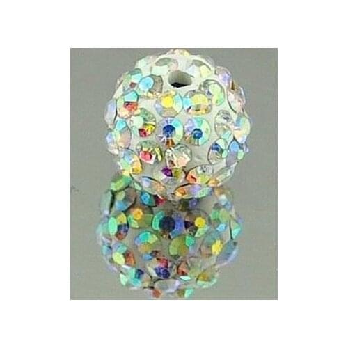 Fasion!Free Shipping!10mm 100pcs/lot White Micro Pave CZ Disco Ball Beads crystal Crystal.Wholesale