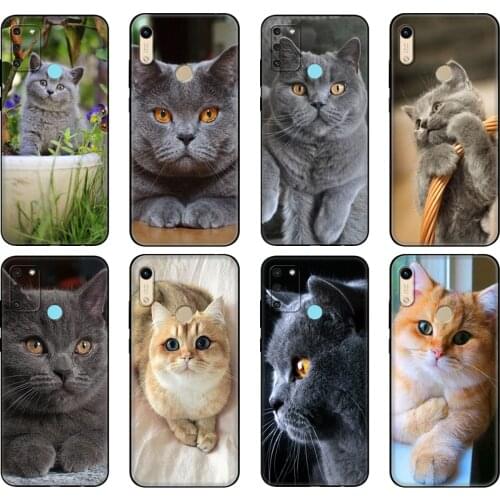 Black tpu Case For Honor 8a Prime 8s 9 10X Lite 9A 9C 9X Premium Pro 9S Case Cover Shorthair cat