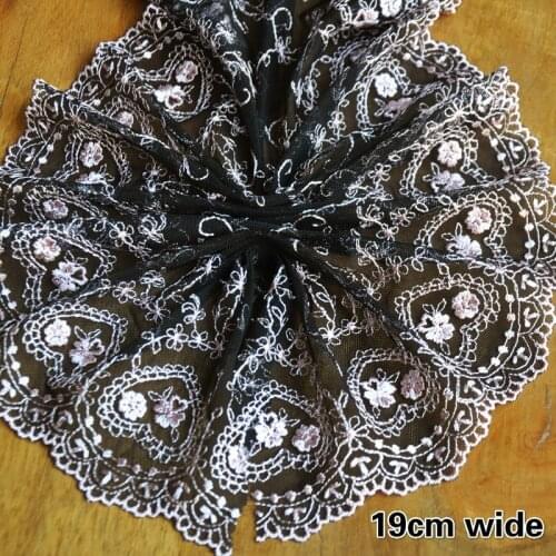 Black Delicate Flower Embroidered Water Soluble Lace Fabric DIY Childrens Dress Costumes Decorative Scarf Material Dentelle