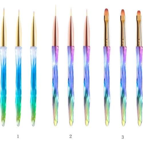 CHNRMJL 3Pcs/set Nail Art Line Painting Pen Acrylic UV Gel Polish DIY Drawing Flower Liner French Grid Brush Nails Manicure Tool