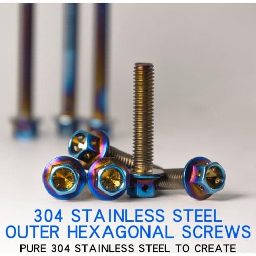 Motorcycle Parts Color Screw Stainless Steel Screw Bodywork Personalized Tool Motorcycle M6 Hexagonal Screw Motorbike Decoration