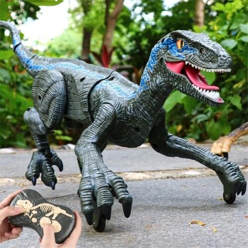 RC Dinosaur Raptor Velociraptor Roar Walking Light Electric Remote Control Animal Model Kids Toys Boys Christmas Gifts