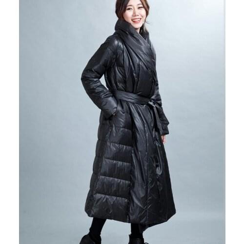 Size S--10XL New Design Long Down Coat Jacket Winter Coat Thick Down Coat With Waistbelt
