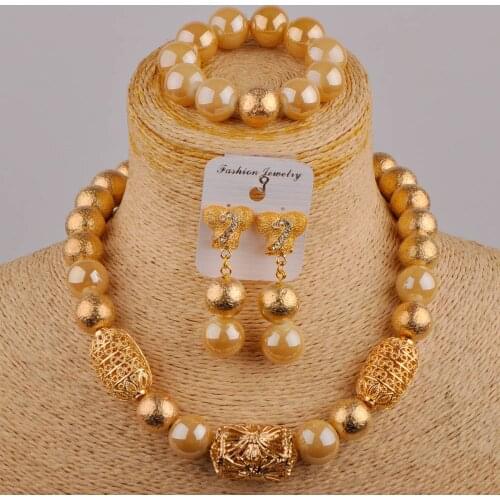 Dubai Gold African Jewelry Set Women Costume Necklace Nigerian Bridal Weddding Jewelry Sets