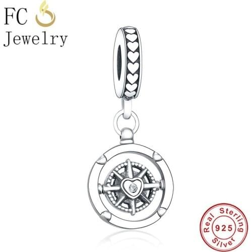 FC Jewelry Fit Original Brand Charm Bracelet Necklace 100% 925 Silver Club 2020 Compass Dangle Bead Making Women Berloque NEW
