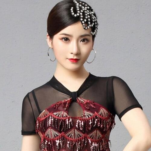 Latin Dance Accessories New Rhinestone Headwear For Women Dancer Modern Ballroom Dance Competition Stage Headdress DQL4851