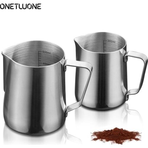 Stainless Steel Coffee Frothing Pitcher Cup Coffee 350/600ml Jug Milk Mugs Milk Frother with Scale Latte Art