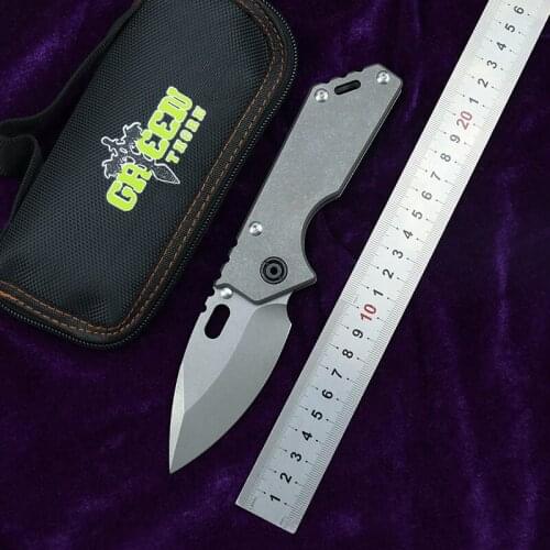 Green Thorn 75AR D2 Blade Titanium Alloy Handle Copper Gasket System Camping Outdoor Survival Folding Knife Practical EDC Tool