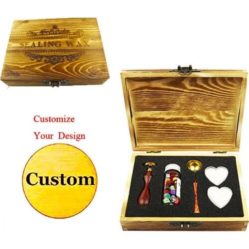 MDLG Vintage Custom Made Two Letters Picture Logo Wedding Invitation Wax Seal Sealing Stamp Sticks Spoon Gift Box Kit Set