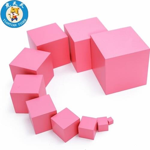 Montessori teaching aids kindergarten sensory learning childrens wooden educational toys Pink Tower -BeechWood