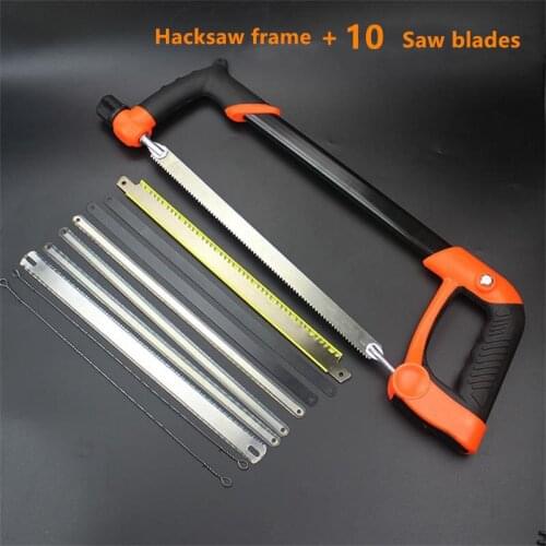 Powerful multifunctional hacksaw frame hand saw, free 10 kinds of multifunctional saw blades