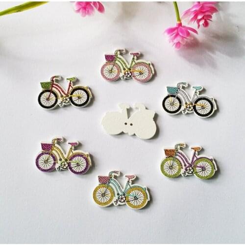 New Hot Sale 150pcs/lot 2 Holes bicycle Pattern Wooden Buttons Sewing Scrapbooking for Craft 20mm*32mm decorative buttons