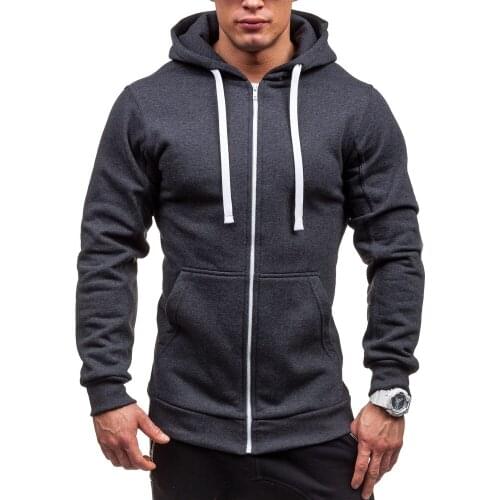 ZOGAA New mens fashion hoodie solid color slim fit hooded