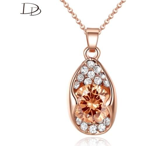 DODO Fashion Rose Gold Color Champagne Cubic Zircon Necklaces For Women Link Chain Banquet Ladies Jewelry Bijoux Femme N16