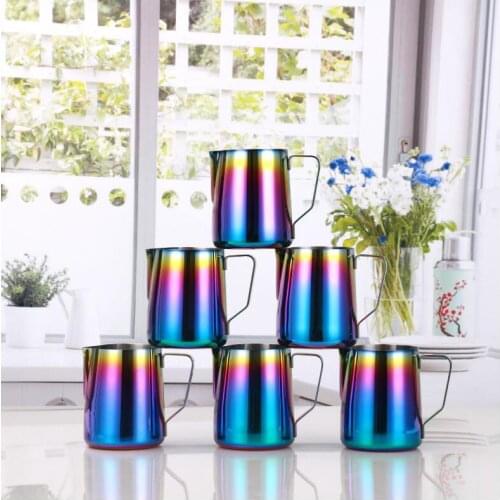 Vacuum plated stainless steel 304 garland cup color coffee cup scale etched cylinder milk foam cup milk cup fancy pot