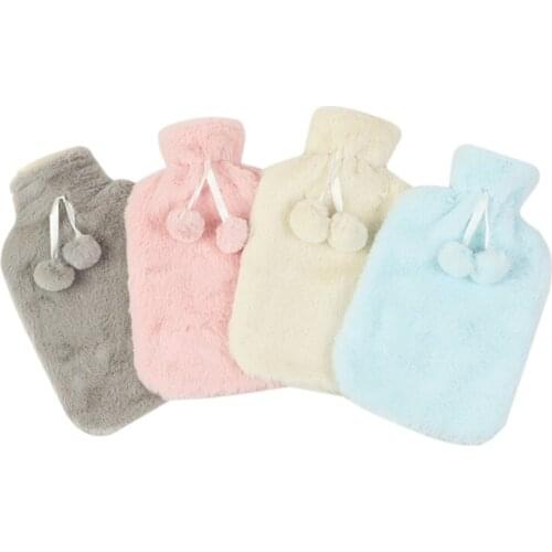 1800ml Cute 2 Balls Plush Cover Hot Water Bottle Anti-scald Hot-water Bag Water-filling Hand Warmer for Dormitory Office Home