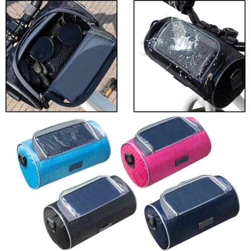 Bike Handlebar Bag Waterproof Bike Storage Front Bag with Transparent Pouch Touch Screen and Removable Shoulder Strap