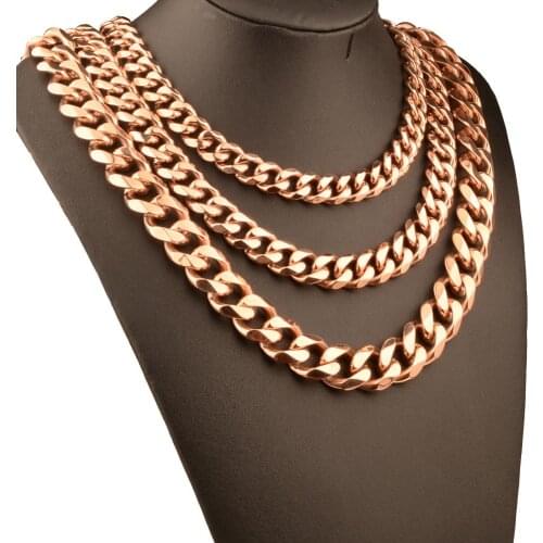 Tisnium cuban link chain Mens Necklace Chain Rose Gold Color Stainless Steel Necklaces for Men Fashion Jewelry Best Gift Friend