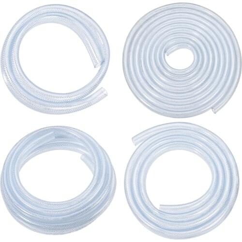 Uxcell 1Pcs PVC Tubing Clear Braided Flexible Heavy-Duty Hose Tube for Oil Fuel Water and Air Lines Ice Maker Installation
