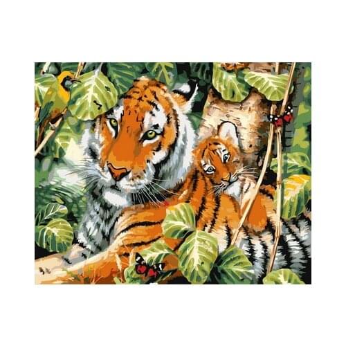 Frameless painting by numbers animals wall decor diy picture oil painting on canvas for home decor 4050cm tiger
