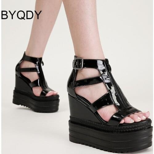 BYQDY Heel 13CM Platform Sandals For Nightclub Party Peep Toe Fashion Cozy Cool Woman Summer Shoes Cover Heel With Zipper Hot