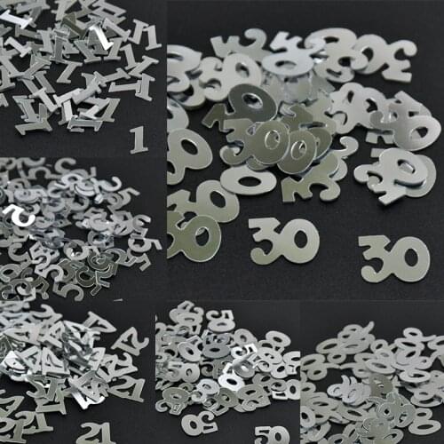 15g/bags Silver Number Confetti Figure 1 5 30 50 60 90 DIY Birthday Party Decorations Kids Adult Anniversary Birthday Confetti