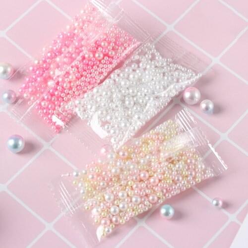 250/500PCS/Bag New Fashion Mix Rainbow Color Round UV Resin Imitation Pearl Beads No Hole Loose Beads Jewelry Making DIY Crafts