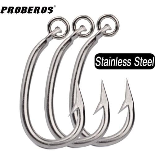 PROBEROS 3/5Pcs Saltwater Fishing Hooks Tuna Hooks 10/0-11/0-12/0-13/0-14/0-15/0-16/0# Stainless Steel Fishhooks Jigging Hooks