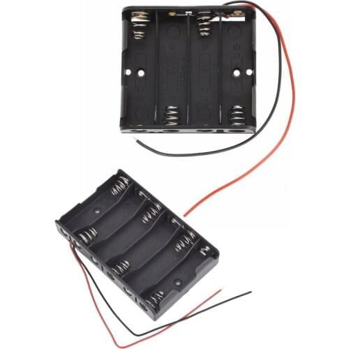 7 Pcs Batteries Holder: 6 Pcs 1.5V AA 2A Cell Battery Batteries Holder Storage Box 9V Case with Lead Wire & 1 Pcs 4 AA Battery C