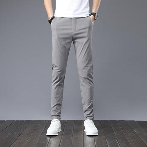 Classic Style 2021 Spring Summer New Mens Business Casual Pants Green Khaki Fashion Straight Stretch Trousers Male Brand