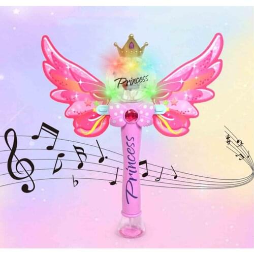 Kids Electric Magic Bubble Automatic Music Bubble Machine Cartoon Fairy Stick Bubble Machine With 100ml Bubble Water