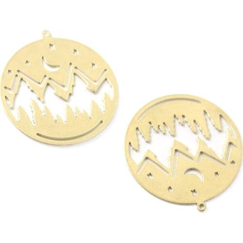 Geometric Brass Cut Single Pendant Hollow Circle Little Devil Necklace Pendant DIY Accessories 10 Pieces 30*33.2mm